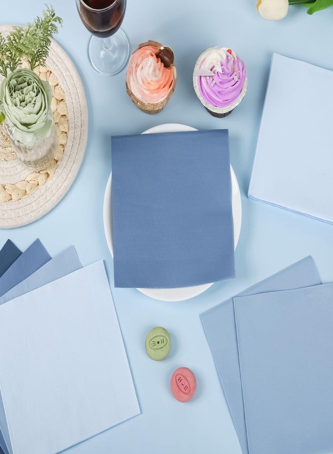 AimFun 100Pcs Dusty Blue Party Napkins Gradient Blue Disposable Paper Napkins 4 Colors 6.5" Luncheon Cocktail Napkin for Birthday Wedding Baby Shower Party Supplies - Image 5